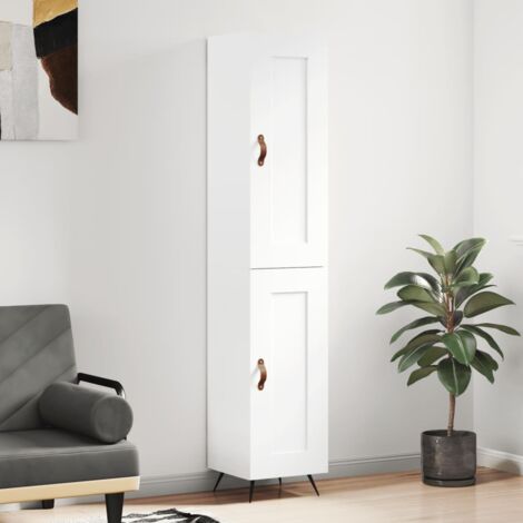 Buffet haut Blanc 34,5x34x180 cm Bois d'ingénierie vidaXL (1/5)