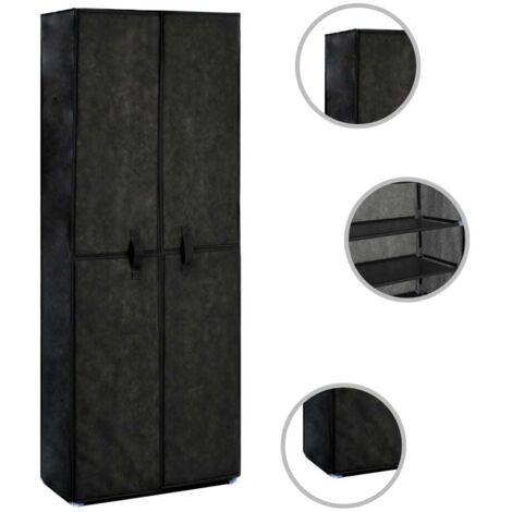 Vidaxl – Armoire à chaussures noire 60x30x166 cm – 10 niveaux – Tissu non-tissé – Pour 30 paires – Design léger et facile à déplacer