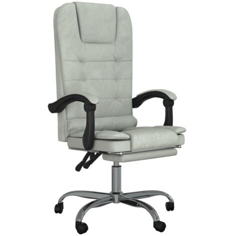 Fauteuil de massage inclinable de bureau Gris clair Velours vidaXL (1/5)