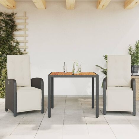 Ensemble de bistro 3 pcs avec coussins noir résine tressée vidaXL (1/5)