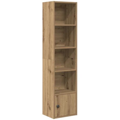 Vidaxl – Bibliothèque chêne artisanal 31x24x127 cm – Bois d'ingénierie durable – 5 étagères – Installation flexible avec porte ajustable (1/6)