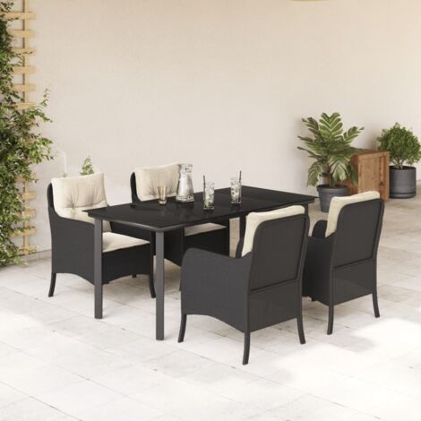 Ensemble à manger de jardin coussins 5pcs Noir Résine tressée vidaXL (1/5)