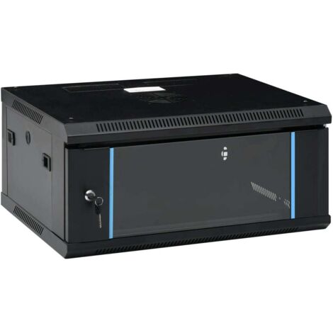 Vidaxl – Coffret de communication mural 4U 19' IP20 – Acier laminé à froid – Dimensions 600x450x285 mm – Porte en verre trempé verrouillable