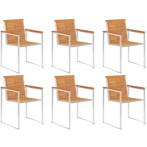 Chaises de jardin lot de 6 Bois d'acacia et acier inoxydable vidaXL (1/5)