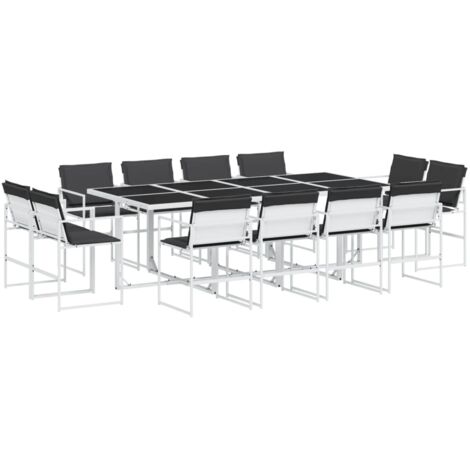 Ensemble à manger de jardin avec coussins 13pcs blanc textilène vidaXL (1/6)