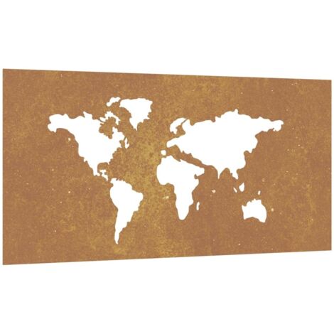 vidaXL Garden Wall Decoration 105x55 cm Corten Steel World Map Design (1/5)