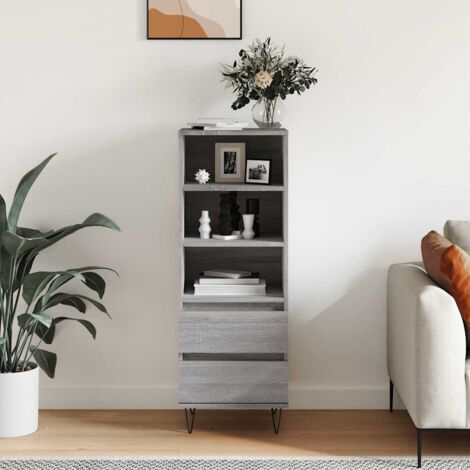 Buffet haut Sonoma gris 40x36x110 cm Bois d'ingénierie vidaXL (1/5)
