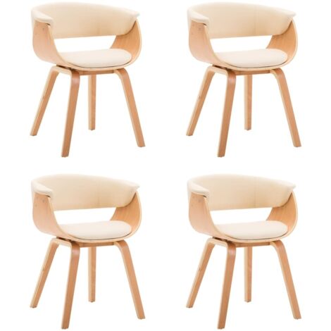 Chaises à manger lot de 4 crème bois courbé et similicuir vidaXL (1/6)