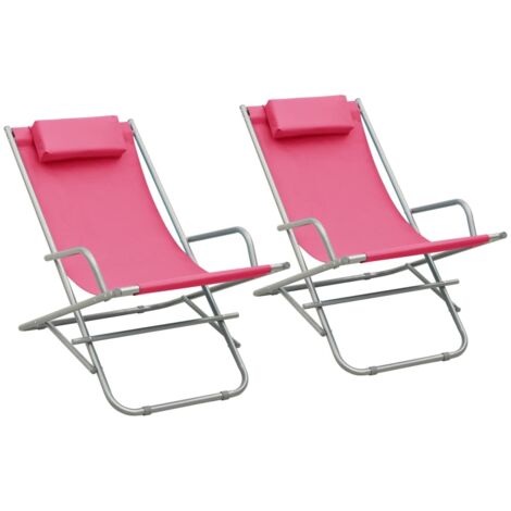 Chaises à bascule lot de 2 Acier Rose vidaXL