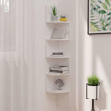 Étagère d'angle murale Blanc 19x19x123 cm Bois d'ingénierie vidaXL
