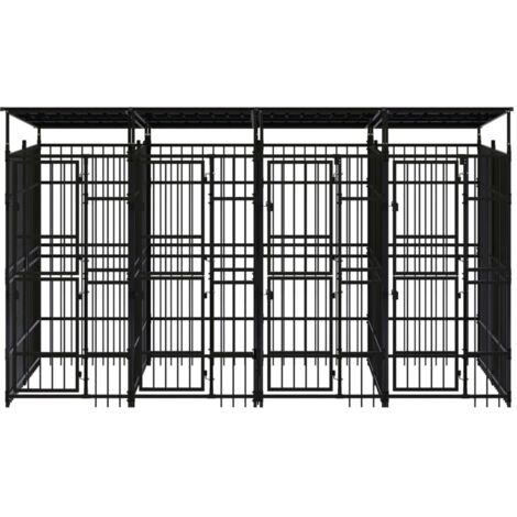 Chenil d'extérieur avec toit pour chiens Acier 7,37 m² vidaXL (1/4)