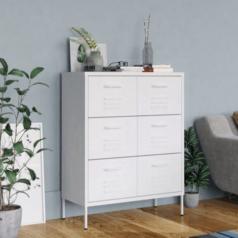 Armoire à tiroirs Blanc 80x35x101,5 cm Acier vidaXL