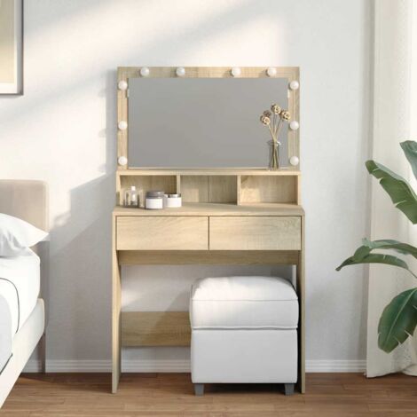 Coiffeuse avec LED chêne sonoma 80x41x134,5 cm vidaXL