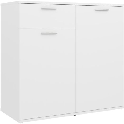Vidaxl – Buffet blanc 80x36x75 cm en bois d'ingénierie – 2 portes et 1 tiroir – Design minimaliste pour rangement décoratif