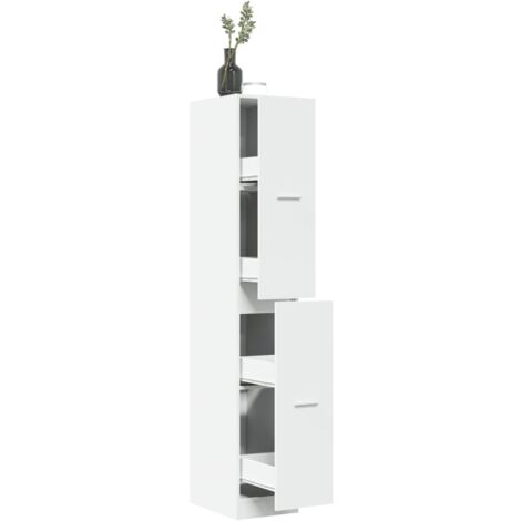 Vidaxl – Armoire d'apothicaire blanche 30x41x174,5 cm – Bois d'ingénierie – 4 tiroirs – Capacité de charge 60 kg – Pour rangement bureau et maison
