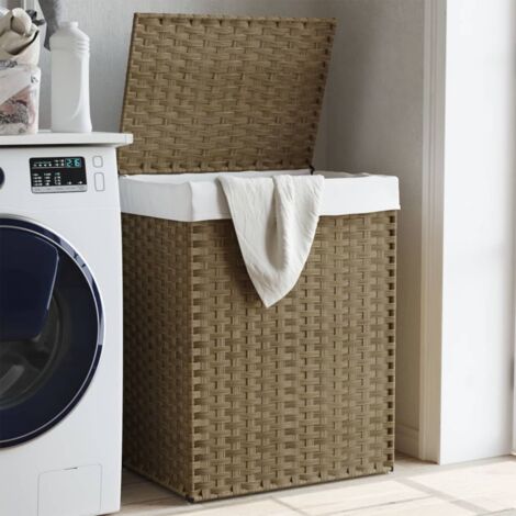 Panier à linge avec couvercle 46x33x60 cm résine tressée vidaXL