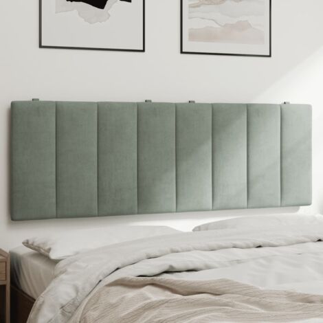Vidaxl – Coussin de tête de lit gris clair 120 cm en velours – Rembourrage en mousse pour confort – Installation facile avec bandes auto-agrippantes