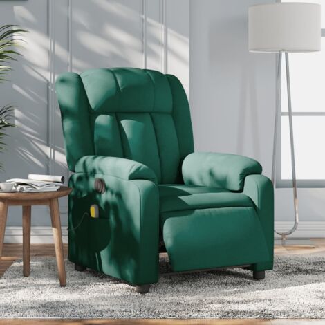 Fauteuil de massage inclinable électrique Vert foncé Tissu vidaXL