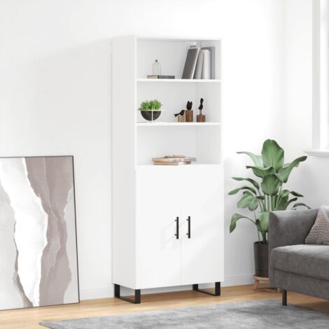 Buffet haut Blanc 69,5x34x180 cm Bois d'ingénierie vidaXL (1/5)