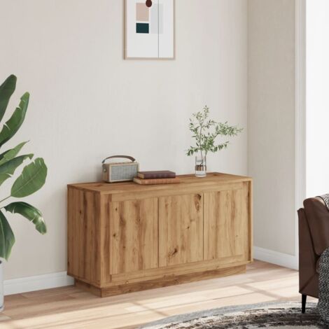 Vidaxl – Buffet chêne artisanal 102x35x55 cm – Bois d'ingénierie – 6 compartiments de rangement – Surface lisse et facile à nettoyer