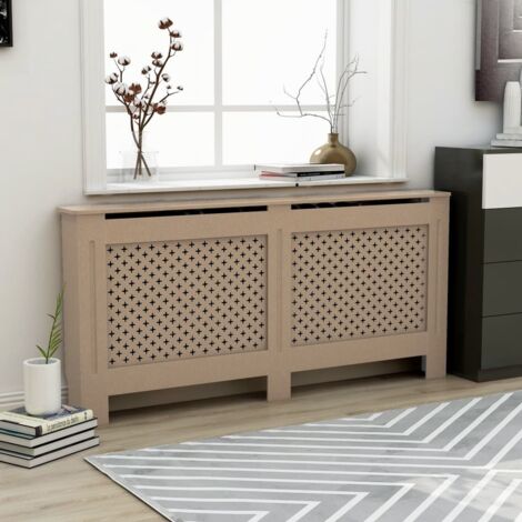 Vidaxl – Cache-radiateur MDF 172x19x81 cm – Design moderne à lattes – Espace de rangement pour décorations – Assemblage requis - vidaXL149462