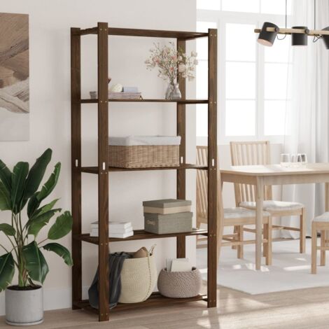 Vidaxl – Étagère de rangement 5 niveaux en bois massif de pin – Dimensions 80x38x170 cm – Couleur marron – Pour cuisine, garage, bureau