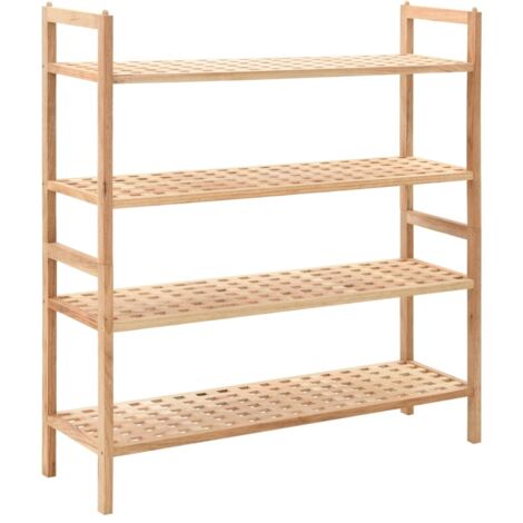 Vidaxl – Étagère à chaussures en bois de noyer massif 69 x 26 x 81 cm – 4 étagères ventilées – Design compact pour espaces réduits