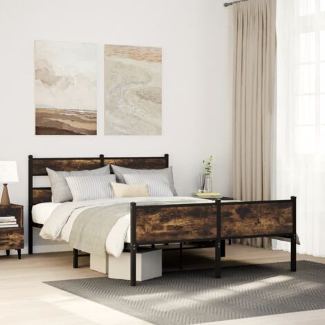 Cadre de lit en métal sans matelas chêne fumé 160x200 cm vidaXL (1/5)