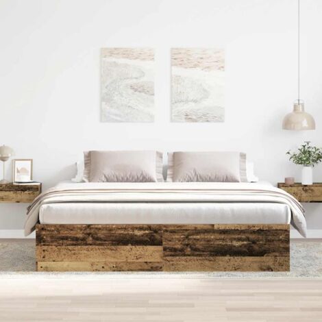 Cadre de lit sans matelas vieux bois 200x200 cm bois ingénierie vidaXL (1/6)