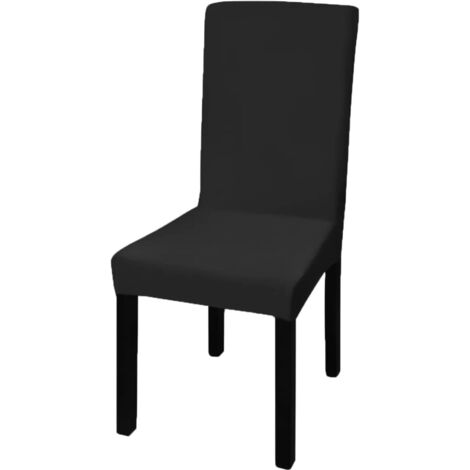 6 pcs Black Straight Stretchable Chair Cover