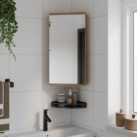 Vidaxl – Armoire murale de salle de bain à miroir d'angle 30x24x60 cm – Bois d'ingénierie chêne – 2 étagères ajustables – Montage mural