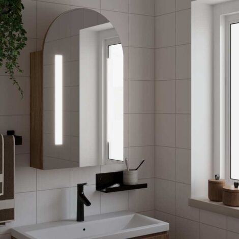Vidaxl – Armoire murale de salle de bain avec miroir LED – Chêne – 42x13x70 cm – Étagères réglables – Installation murale (1/5)