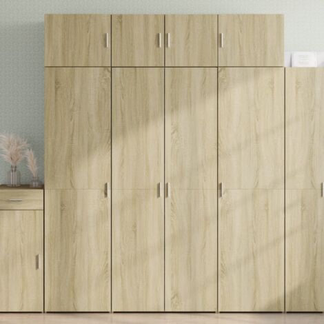 Vidaxl – Buffet haut chêne sonoma 80x42,5x185 cm – Bois d'ingénierie résistant à l'humidité – Poignées pratiques pour un accès facile