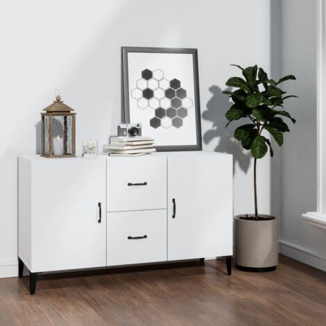 Vidaxl – Buffet blanc 100x36x60 cm en bois d'ingénierie – 2 portes et 2 tiroirs – Résistance à l'humidité – Design élégant pour intérieur