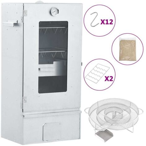 Vidaxl – Fumoir BBQ avec générateur de fumée froide – Acier galvanisé – Grand espace de fumage – Thermomètre intégré pour cuisson précise
