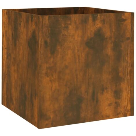 Vidaxl – Jardinière en bois d'ingénierie chêne fumé 40x40x40 cm – Résistante à l'humidité – Pour intérieur et extérieur – Montage facile (1/5)