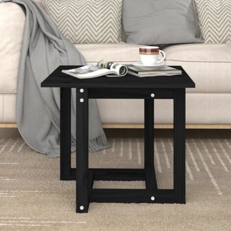 vidaXL Table basse Noir 50x50x45 cm Bois massif de pin (1/5)