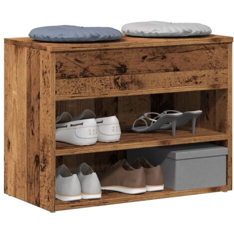 Banc à chaussures vieux bois 60x30x45 cm bois d'ingénierie vidaXL