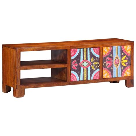 Meuble TV multicolore 110x30x40 bois d'acacia massif vidaXL (1/5)