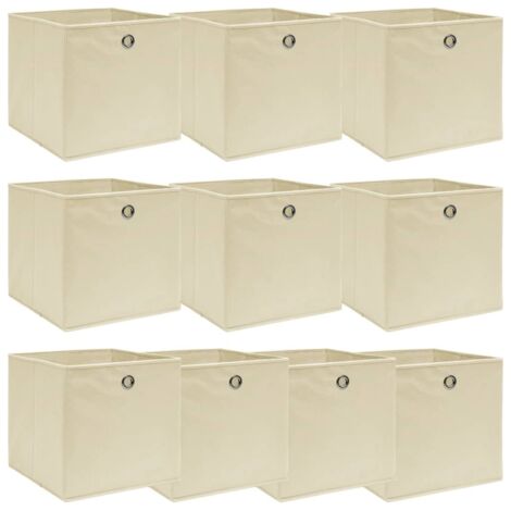 Boîtes de rangement 10 pcs Crème 32x32x32 cm Tissu vidaXL