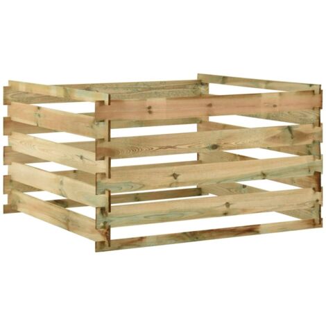 Composteur de jardin à lattes 120x120x70cm Bois de pin imprégné vidaXL