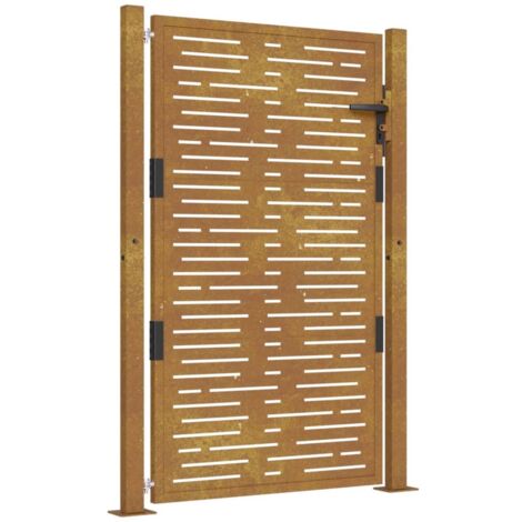 Vidaxl – Portail aluminium 105x155 cm acier corten – Système verrouillable – Design découpé au laser – Résistant aux intempéries (1/6)