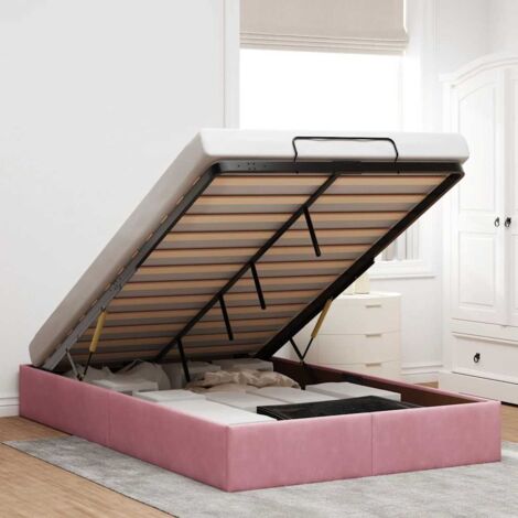 Cadre de lit ottoman sans matelas rose 120x190 cm velours vidaXL (1/5)