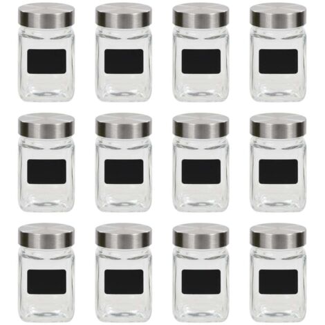 Pots de conservation avec autocollant 12 pcs 300 ml vidaXL (1/4)