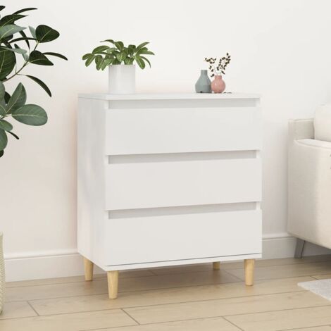 Vidaxl – Buffet blanc en bois d'ingénierie 60x35x70 cm – 3 tiroirs pour rangement optimisé – Résistance à l'humidité – Design élégant