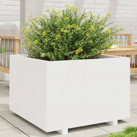 Jardinière blanc 70x70x49,5 cm bois de pin massif vidaXL (1/5)