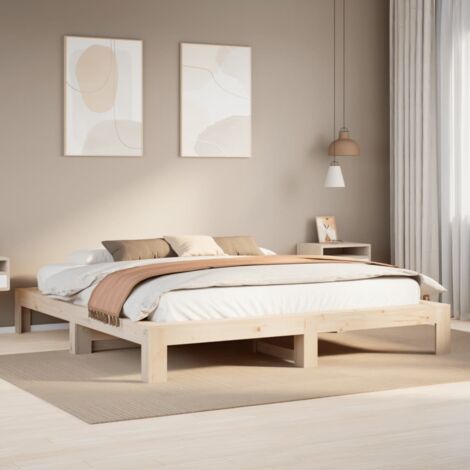 Cadre de lit sans matelas 200x200 cm bois massif de pin vidaXL (1/6)