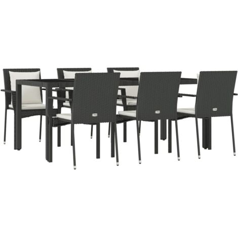 Ensemble à manger de jardin coussins 7pcs Noir Résine tressée vidaXL (1/5)