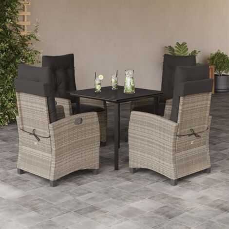 Ensemble à manger de jardin et coussins 5 pcs gris clair rotin vidaXL (1/5)