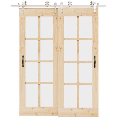 Kit fixation porte coulissante 183 cm Acier inoxydable Argenté vidaXL